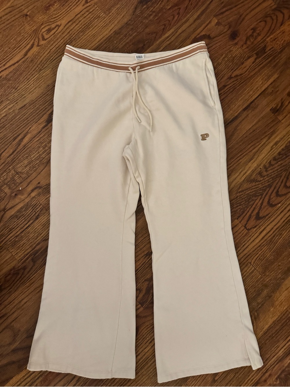 VS PINK Cream Wide-Leg Sweatpants for women